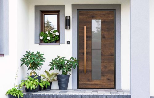 Facade of a modern building with modern doors