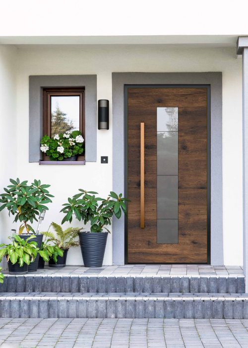 Facade of a modern building with modern doors